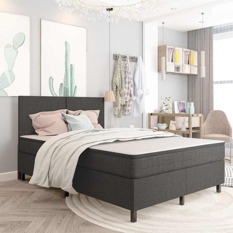 Estructura de cama Box Spring sin colchón tela gris 180x200 cm (1/5)