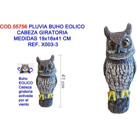 PLUVIA pluvia buho eolico cabeza giratoria 19x18x41 cm ref. x003-3