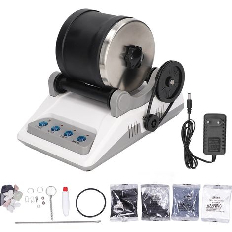 Steinpolierset mit Elektromotor für Erwachsene und Kinder – inklusive Rohsteine und Schleifmittel – 100–240 V EU-Stecker