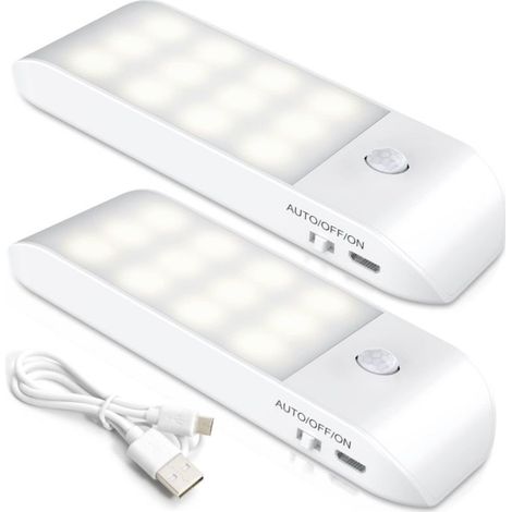 Veilleuse LED Rechargeable,[2 Pièces] Automatique Lampe Led Détecteur De Mouvement, Lumière Murale Magnetique Portable, pour Placard Chambre Couloir Armoire Escalier [12 LED] [3 Modes] (1/5)