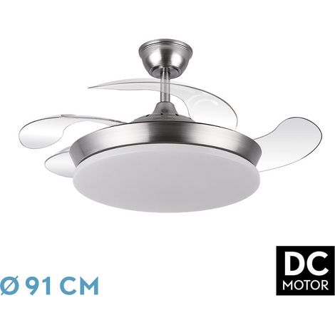 Ventilatore da soffitto DC "Trident Mini" dimmerabile con telecomando (59W 3CCT 6980lm) colore nichel (1/3)