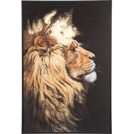 Gerahmter Leinwanddruck Löwe - Holz - 60x90 cm