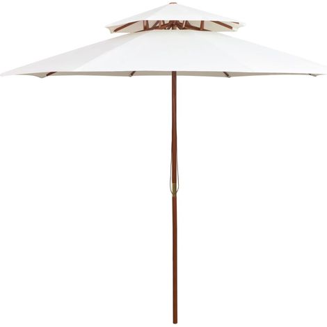 Sombrilla de dos niveles palo de madera blanco crema 270x270 cm vidaXL (1/2)