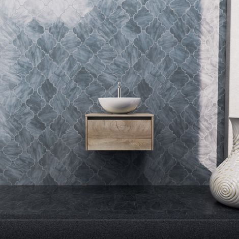 Inda - Mobile bagno L.60 con lavabo in appoggio / Rovere naturale