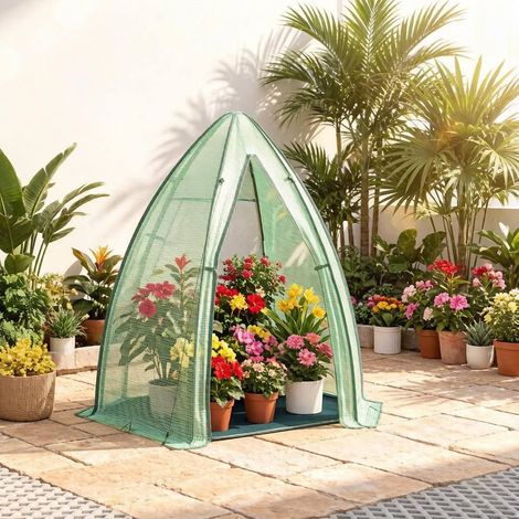 Serre de jardin pour tomates avec bâche PE, 160 x 160 x 180 cm, verte, OKWISH (1/5)