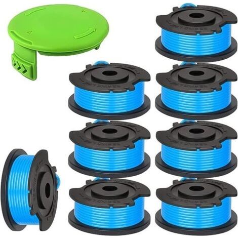 Packung mit 8 Spulen Trimmerfaden 29252 und 29092 für Greenworks Freischneider - Durchmesser 0,2 cm mit Kappen. (1/5)