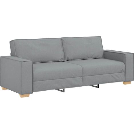 Divano a 3 Posti Sofa Grigio Chiaro 220x78x84 cm Tessuto (1/5)