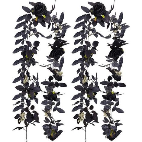 Guirlande de Fleurs Artificielles - VVIKIZY - Halloween - 180cm - Noir - Décoration Intérieure (1/4)