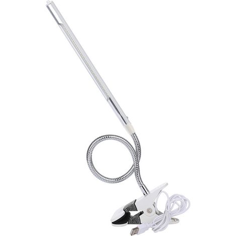 Lampe de bureau LED flexible avec tuyau métallique, pince et interface USB (1/5)
