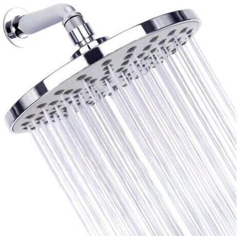 Pommeau de douche de 20 cm – pommeau de douche rond haute pression en acier inoxydable 304 pour une douche confortable même à basse pression d'eau – montage mural ou plafond (chromé) (1/5)