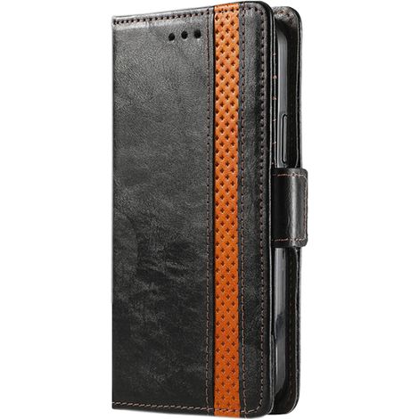 funda tipo cartera para iPhone 14, soporte integrado, piel sintética, 3 ranuras para tarjetas, bolsillo para billetes (1/5)