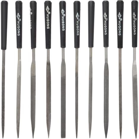 Lot de 10 limes à aiguilles diamantées - Mini outil de limes en métal, pour le travail du bois et du travail des métaux (noir) (1/5)
