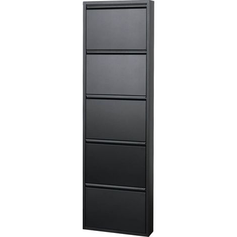 Scarpiera salvaspazio in metallo 5 ante Utility - Nero