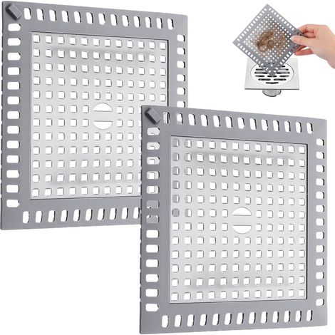 2er-Set quadratischer Edelstahlrost, 12,5 x 12,5 cm, für Dusche, Badezimmer
