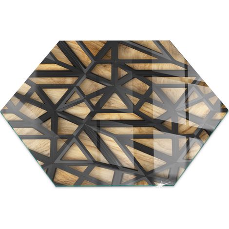 Plaque de protection en verre trempé pour cheminée protection contre les étincelles Géométrie avec bois h40 cm (1/5)