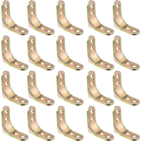 20 Pièces Équerres d'angle en Fer pour Renfort et Fixation des Joints Droits, Supports Robustes pour Meubles, Fixation Poreuse, Accessoires pour Étagères et Armoires (1/5)