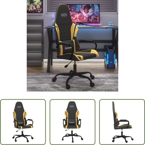 Massagestuhl - Gaming-Stuhl mit Massagefunktion Schwarz & Golden Kunstleder (1/5)