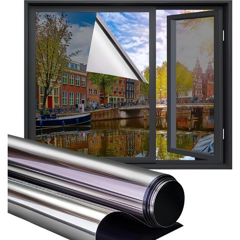JSSEVN-Film pour fenêtre HR+ isolant et protection solaire avec effet miroir - Argenté (70 x 300) (1/5)