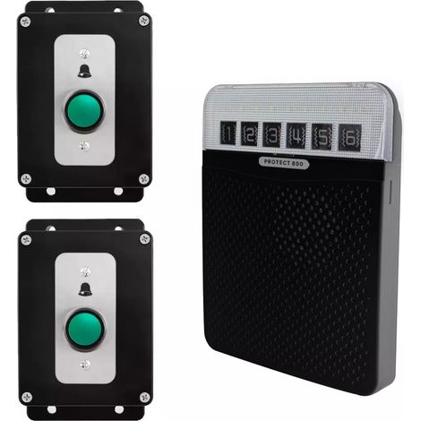 Double sonnette 800 mètres sans fil - bouton autonome IP56 résistant & carillon longue distance (PROTECT 800) (1/3)