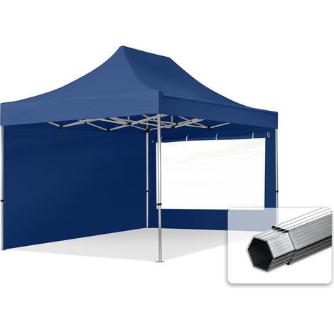 3x4.5m Pop Up Gazebo PROFESSIONAL Aluminium 40 mm, incl. Sidewalls with Panorama Windows, dark blue High Performance Polyester approx. 400g/m²