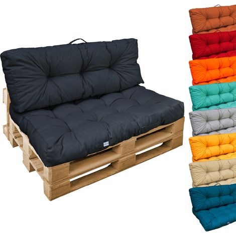 Linxor – Coussins capitonnés pour palette – 120x80x20 cm – Tissu oxford 100% polyester – Résistant aux tâches et à l'eau – Confort optimal (1/5)