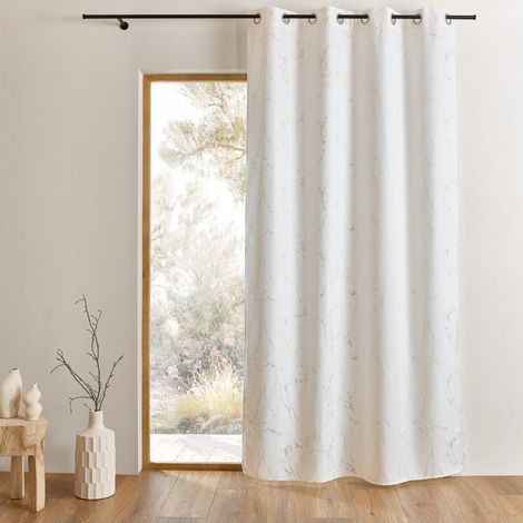 Rideau tamisant imprimé  - Effet marbré Blanc 135x240 cm