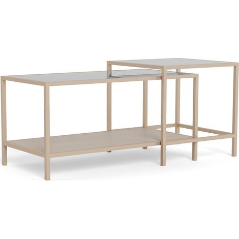 Conjunto mesa de centro Norsica Sevferi 189, Gris, 45x50x90cm, Diámetro: 0, Vidrio templado, Angular