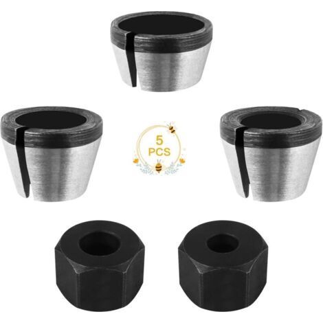 Adaptateur de Mandrin, 5Pcs Tête de Mandrin, Mandrin de Pince de Routeur, Collet Mandrin Affleureuse, Mandrin de Fraise à Bois, Pince de Serrage Defonceuse, Adaptateurs de Pince pour Machine à Graver (1/5)