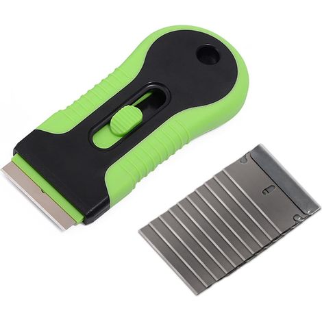 Grattoir anti-rayures pour plaque de cuisson, pour papier peint, verre, autocollants céramique, sols - vert (1/4)