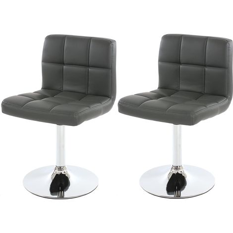 [NON UTILIZZATO] Set 2x sedie lounge girevole elegante imbottita Kavala ecopelle 44x43x76cm grigio