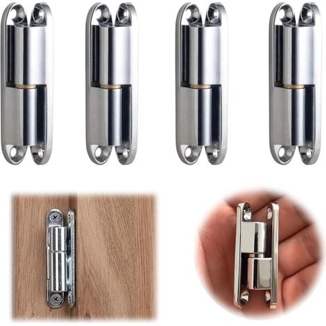51mm Charnières de Rénovation 4 Pièces Démontable Charniere Porte Placard en Inoxydable Antirouille Porte Charnière Chambre pour Portes de Maison Portes Métalliques Hangars Fenêtres - Argent (1/4)