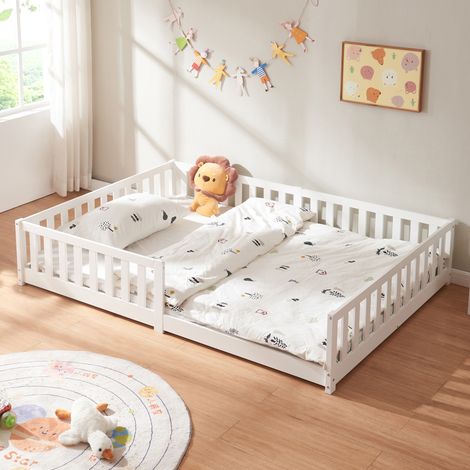 Cama montessori infantil Tanna con barandilla 140x200 cm - Blanco (1/5)