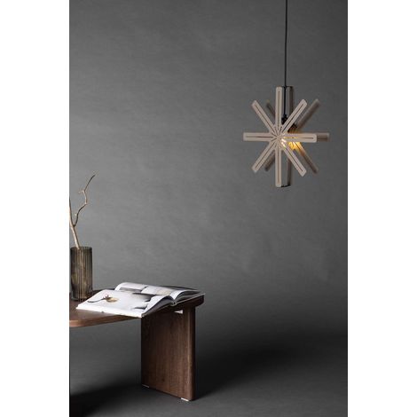 Säfsen étoile de Noël avec lumière acier Ø40 cm suspension mocca. (1/4)