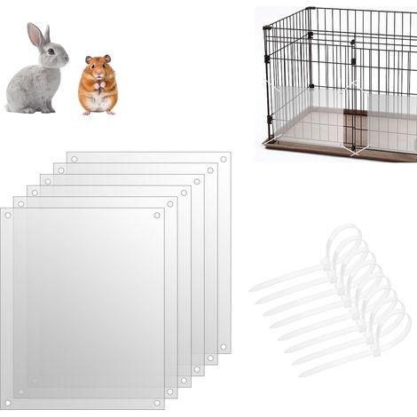 Doublures de Protection Cage Transparent Doublures de Bord Cage 26x21cm Doublure Cage Lapin Hamster (1/5)