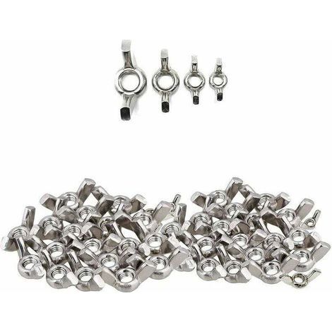 40 dadi a farfalla in acciaio, dadi a farfalla in acciaio inox, dadi a farfalla assortiti, M4 M5 M6 M8 - (1/4)