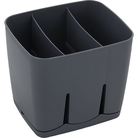 Égouttoir à couverts, plastique, 13,5 x 11,5 x 12 cm, gris foncé - BEN (1/3)