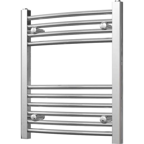 Zennor - Chrome Heated Towel Rail - H600mm x W500mm - Curved (1/3)