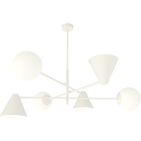 Lampada a sospensione HERMES 6 luci in acciaio bianco