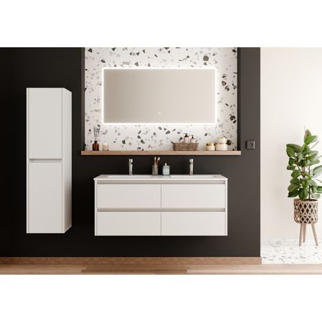 Meuble vasque JUPITER 3.0 Blanc Brillant 120 cm avec Miroir REFLET (1/5)