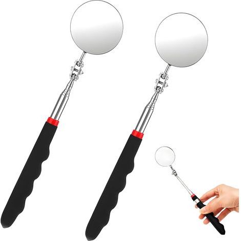 Set aus 2 360°-Autorückspiegeln mit Teleskopgriff, rundem Inspektionsspiegel, 360°-Schwenkfunktion und Verlängerungsgriff – für Techniker und Geocaching (1/5)