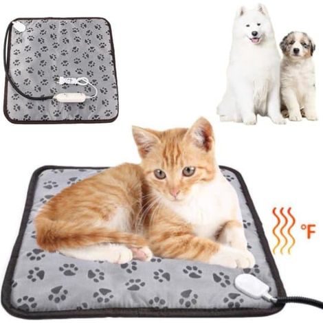 Tapis chauffant pour chat - Tapis chauffant pour chien - Tapis chauffant pour animaux - Tapis chauffant électrique amélioré - Imperméable - Tapis chauffant réglable - 45 x 45 cm