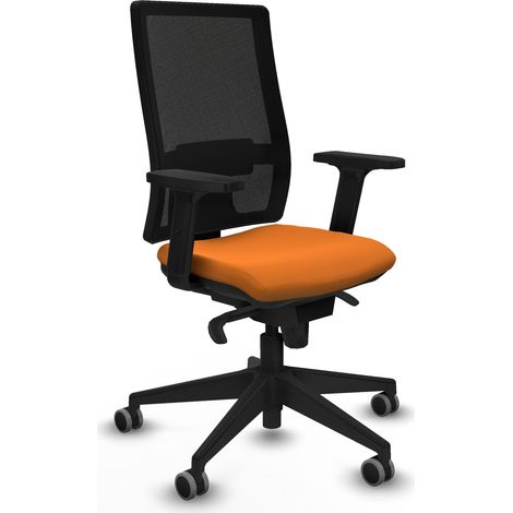 Horna sincro malla negra similpiel naranja brazos 2D base piramidal  ruedas 65mm engomadas (1/5)