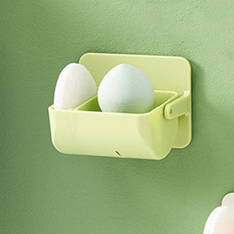 Support pour éponge à maquillage, organisateur de houppette, présentoir à double compartiment vert (1/5)