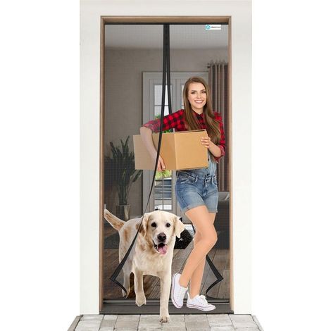 Magnetisches Moskitonetz für Türen, 120 x 210 cm, hochdichtes Fiberglasgewebe, geräuschloser automatischer Schließmechanismus, Klebemontage ohne Bohren, ideal für Kinder und Haustiere – Schwarz (1/5)