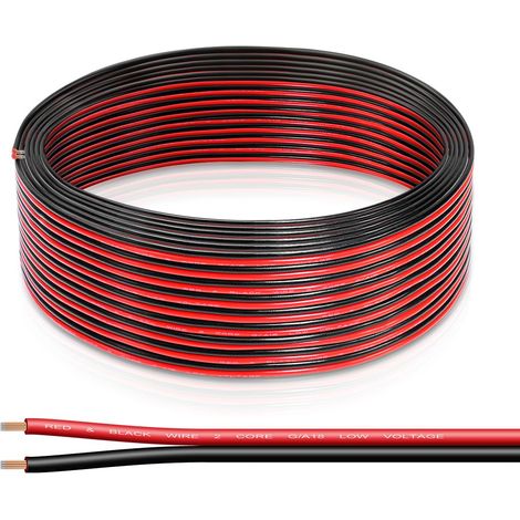 Câble électrique de calibre 18 rouge et noir à 2 conducteurs, 30,5 m, 2 broches, en PVC basse tension pour sonnette, bandes LED, câblage de voiture 12 V/24 V CC (1/5)