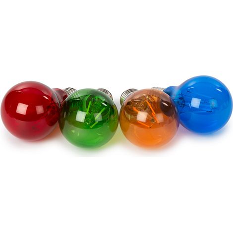 HQ-Power Conjunto de 4 bombillas LED en vidrio de colores con casquillo E27, lámparas multicolores para ambiente en cualquier habitación, ideal para fiestas, eventos y aplicaciones decorativas (1/5)