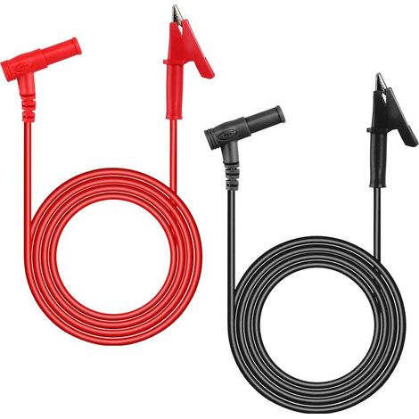 Câbles de Test de Multimètre Sondes de Multimètre Câble de Test Pince Crocodile Fiche Banane pour Tension Voltmètre 2Pcs (1/5)