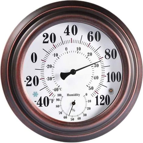 Termometro igrometro retrò da 20 cm, strumento di misurazione della temperatura e dell'umidità in ferro antico per interni ed esterni