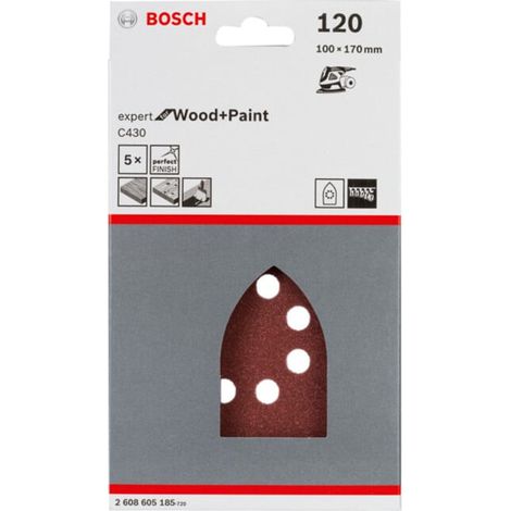 5 Abrasifs pour ponceuse Delta 100X160 G120 Efw Multi - Bosch Professional (1/5)