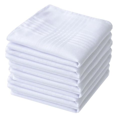 Mouchoirs en coton blanc pour hommes, lot de 12 - 100 % coton doux, résistants et élégants pour un usage quotidien (1/5)
